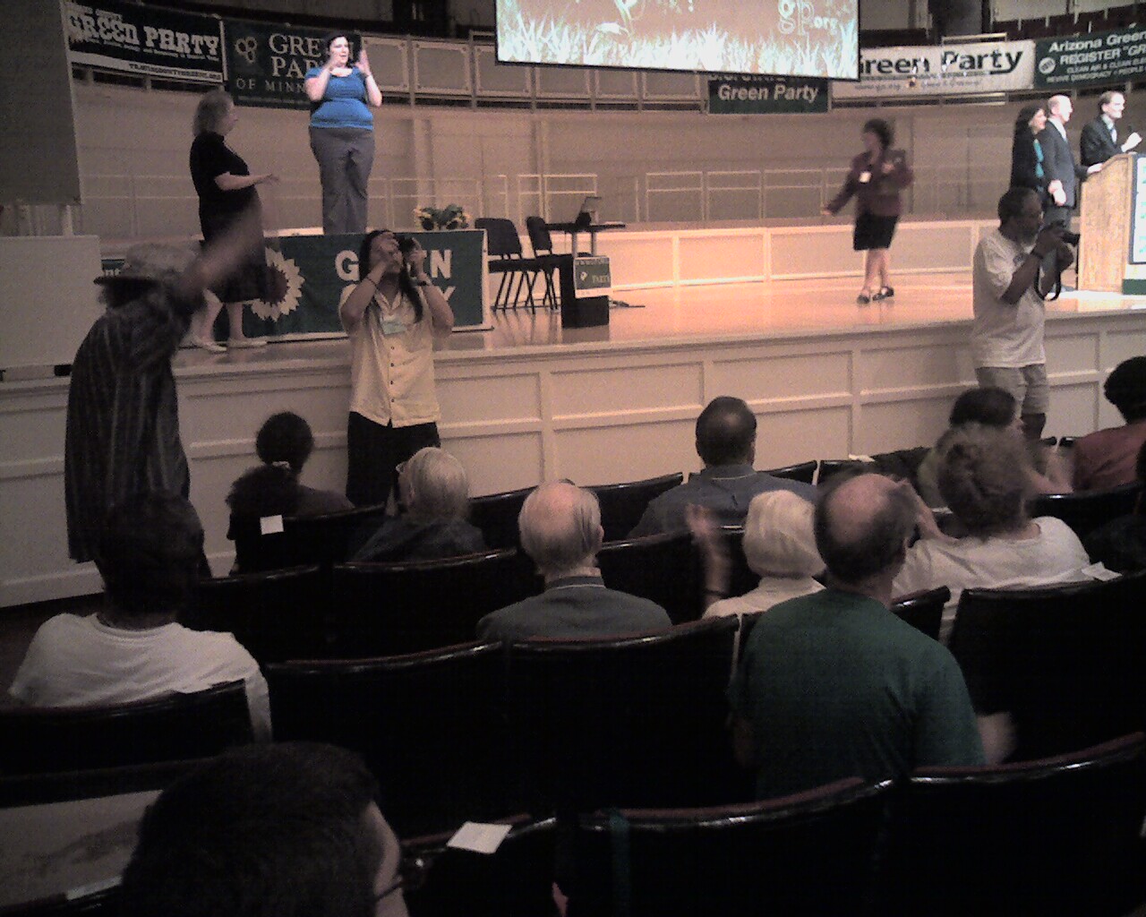 Sign Language Interpreter (in blue shirt) at 2008 Green Party Prez Convention
