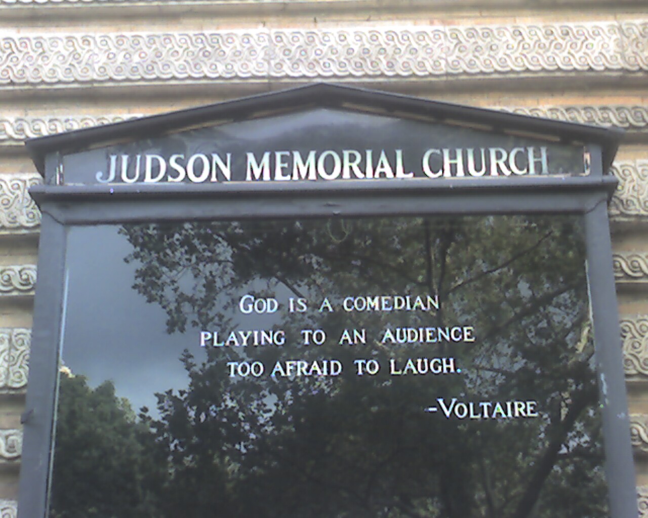 Sign at Judson Memorial Church. 9-11-2008.